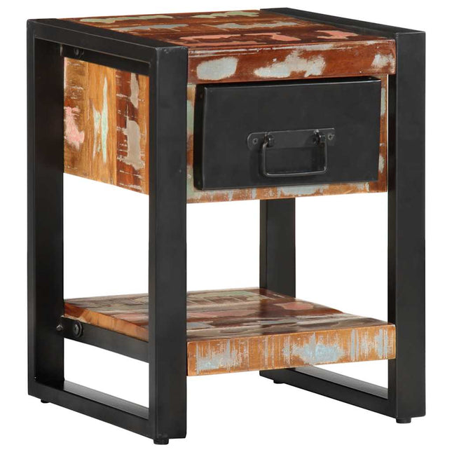 Comodino Multicolore 35x34x45 cm in Legno Massello Recupero