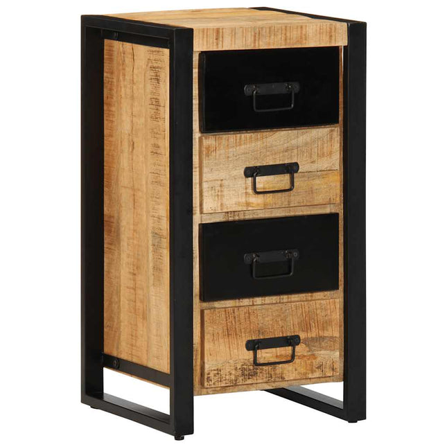 Cassettiera 40x40x90 cm in Legno Massello di Mango Grezzo