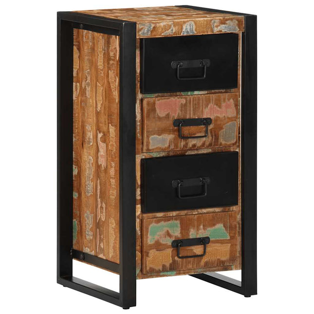 Cassettiera Multicolore 40x40x90 cm Legno Massello di Recupero