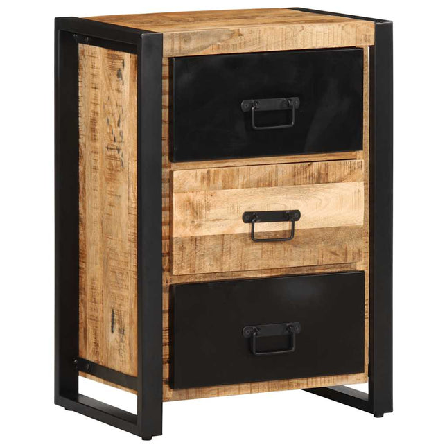 Cassettiera 50x35x70 cm in Legno Massello di Mango Grezzo