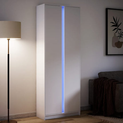 Credenza con LED Bianca 74x32,5x200 cm in Truciolato