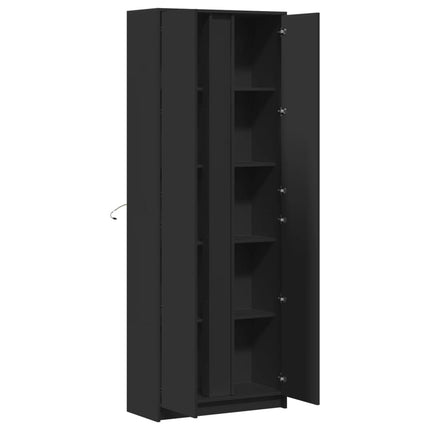 Credenza con LED Nera 74x32,5x200 cm in Truciolato