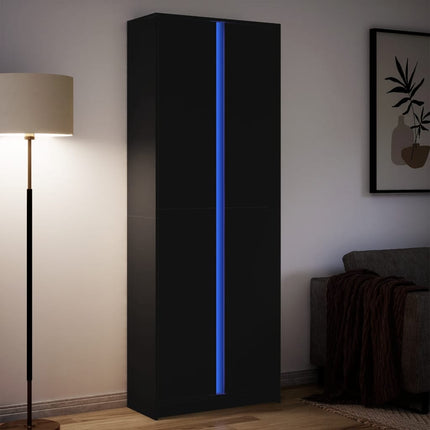 Credenza con LED Nera 74x32,5x200 cm in Truciolato