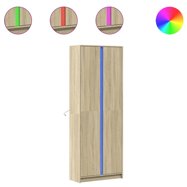 Credenza con LED Rovere Sonoma 74x32,5x200 cm in Truciolato