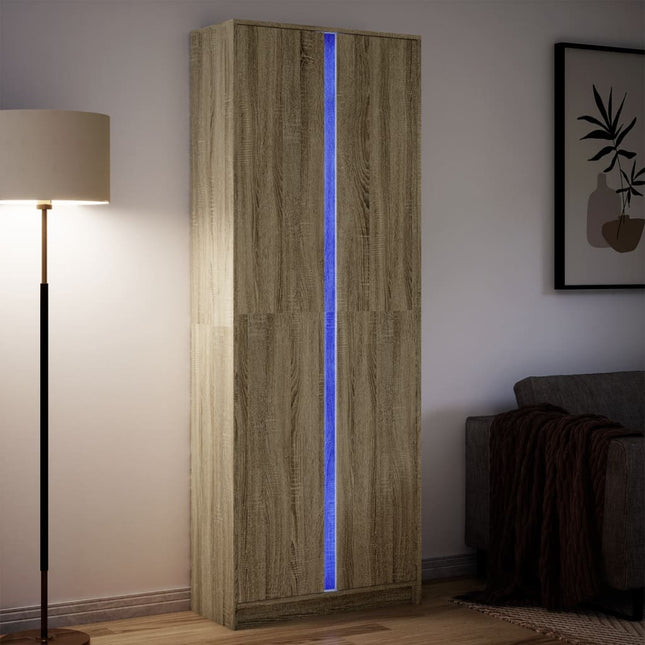 Credenza con LED Rovere Sonoma 74x32,5x200 cm in Truciolato