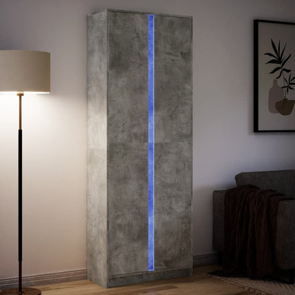 Credenza con LED Grigio Cemento 74x32,5x200 cm in Truciolato