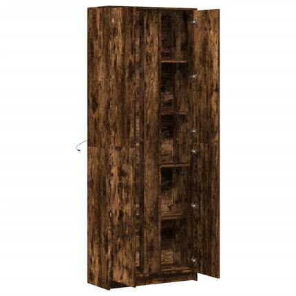 Credenza con LED Rovere Fumo 74x32,5x200 cm in Truciolato