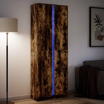Credenza con LED Rovere Fumo 74x32,5x200 cm in Truciolato