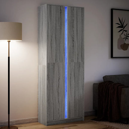 Credenza con LED Grigio Sonoma 74x32,5x200 cm in Truciolato