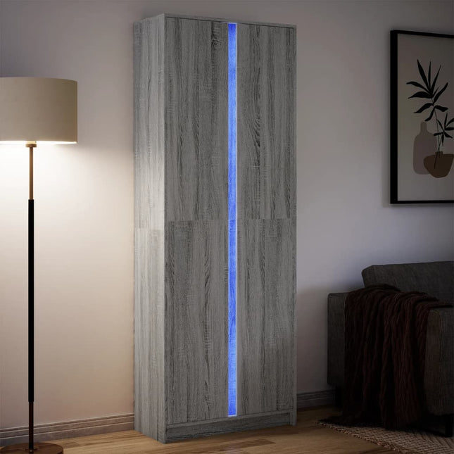 Credenza con LED Grigio Sonoma 74x32,5x200 cm in Truciolato