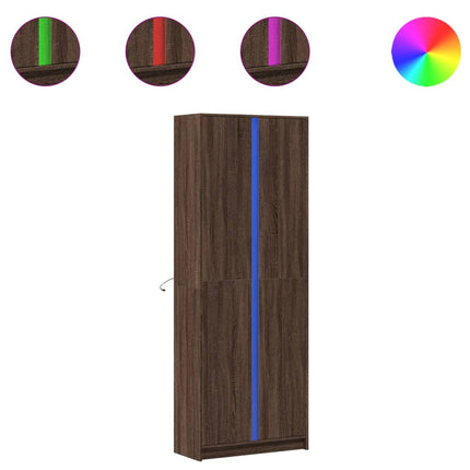 Credenza con LED Rovere Marrone 74x32,5x200 cm in Truciolato