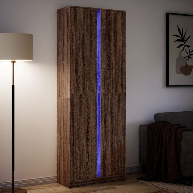 Credenza con LED Rovere Marrone 74x32,5x200 cm in Truciolato