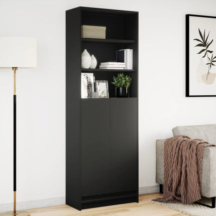 Credenza con LED Nera 69x32,5x200 cm in Truciolato