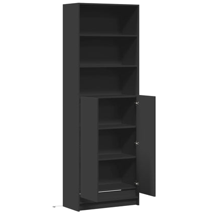 Credenza con LED Nera 69x32,5x200 cm in Truciolato