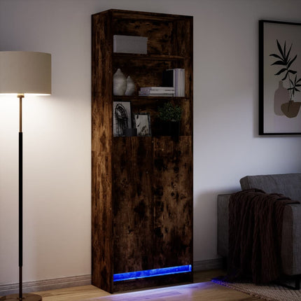 Credenza con LED Rovere Fumo 69x32,5x200 cm in Truciolato
