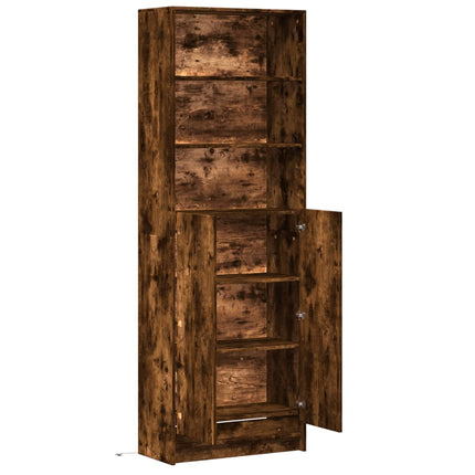 Credenza con LED Rovere Fumo 69x32,5x200 cm in Truciolato