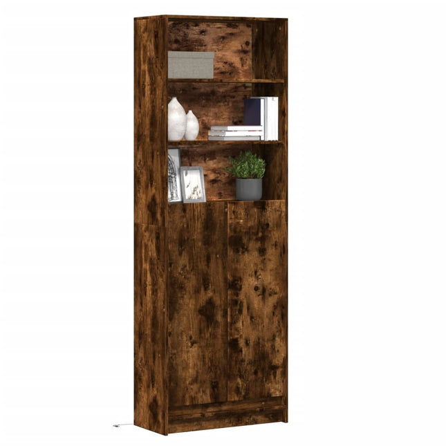Credenza con LED Rovere Fumo 69x32,5x200 cm in Truciolato
