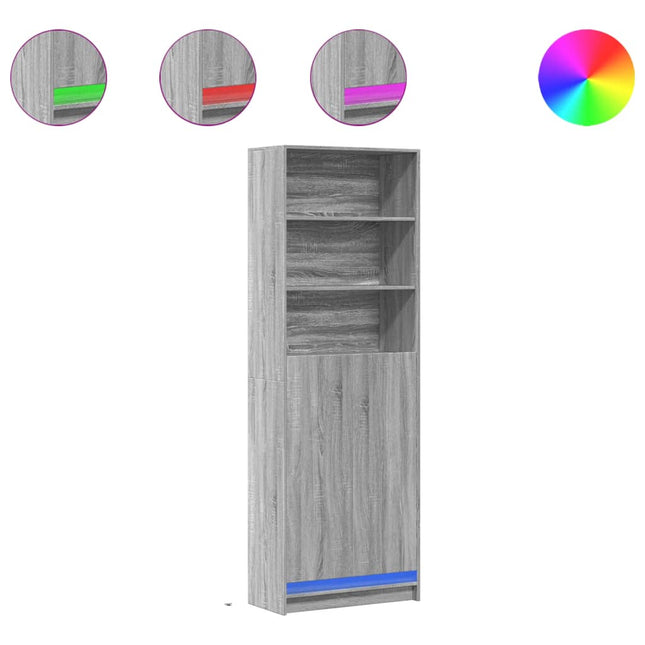 Credenza con LED Grigio Sonoma 69x32,5x200 cm in Truciolato