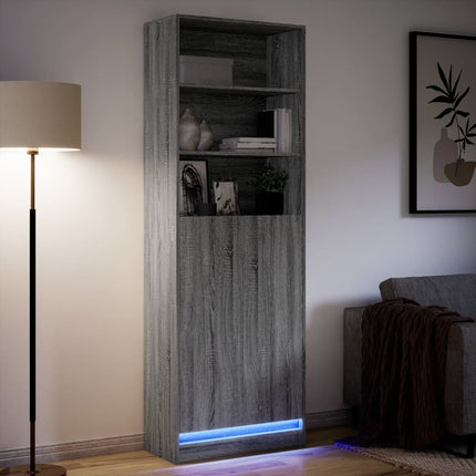 Credenza con LED Grigio Sonoma 69x32,5x200 cm in Truciolato