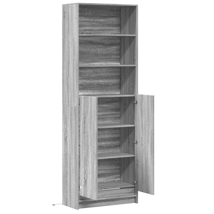 Credenza con LED Grigio Sonoma 69x32,5x200 cm in Truciolato