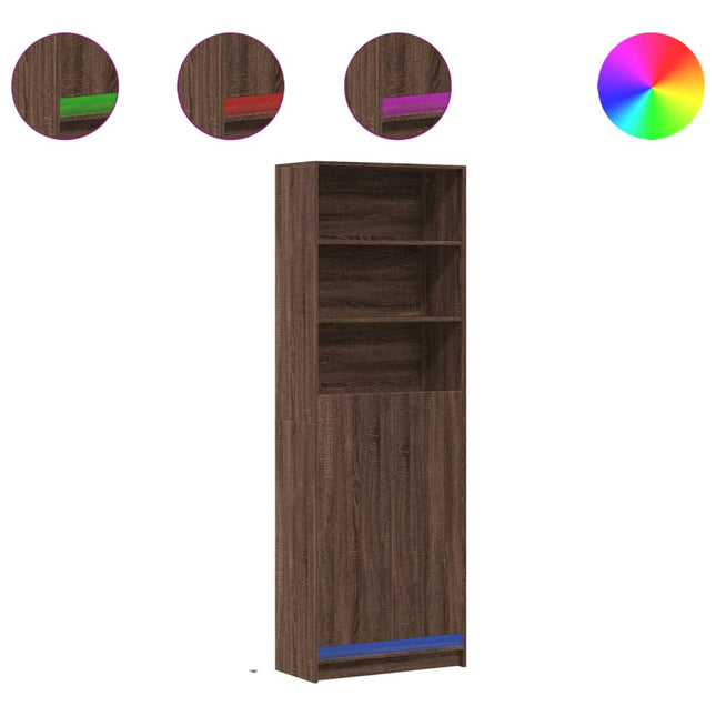 Credenza con LED Rovere Marrone 69x32,5x200 cm in Truciolato