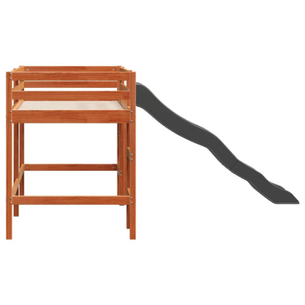 Letto Soppalco senza Materasso Bambini Marrone Cera 80x200 Pino