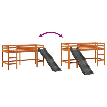 Letto Soppalco senza Materasso Bambini Marrone Cera 80x200 Pino