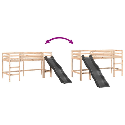 Letto a Soppalco senza Materasso Bambini 90x200cm Massello Pino
