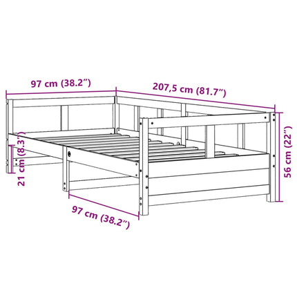 Dormeuse senza Materasso Marrone Cera 90x200 cm Legno di Pino