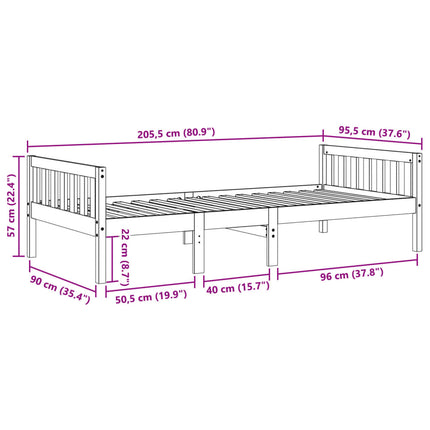 Letto per Bambini senza Materasso Bianco 90x200cm Massello Pino