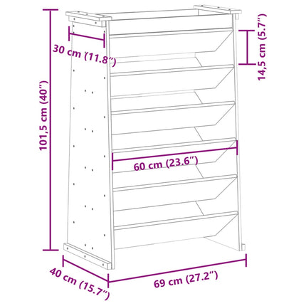 Fioriera Erbe 6 Ripiani Marrone Cera 69x40x101,5cm Legno Pino