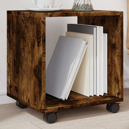 Mobiletto con Ruote Rovere Fumo 37x33x42,5 cm in Truciolato