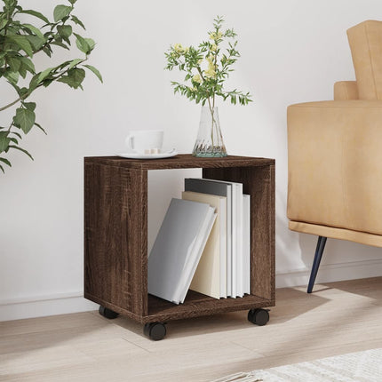 Mobiletto con Ruote Rovere Marrone 37x33x42,5 cm in Truciolato