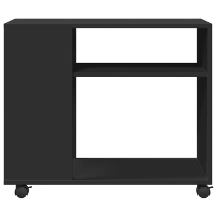 Tavolino con Ruote Nero 70x35x60 cm in Legno Multistrato