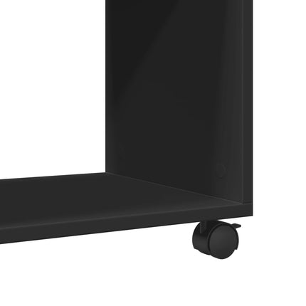 Tavolino con Ruote Nero 70x35x60 cm in Legno Multistrato