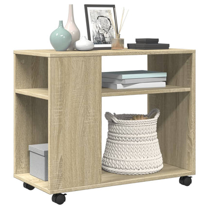 Tavolino con Ruote Rovere Sonoma 70x35x60 cm in Truciolato
