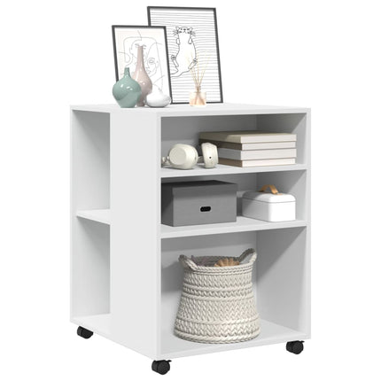 Tavolino con Ruote Bianco 55x60x78 cm in Truciolato