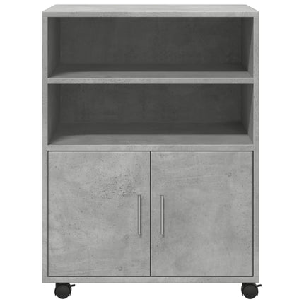 Mobiletto con Ruote Grigio Cemento 60x48x81 cm in Truciolato