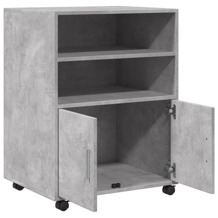 Mobiletto con Ruote Grigio Cemento 60x48x81 cm in Truciolato