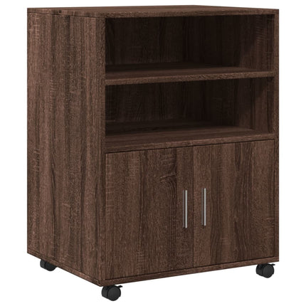 Armadietto con Ruote Rovere Marrone 60x48x81 cm in Truciolato