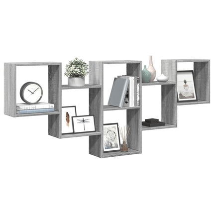 Mensola a Muro Grigio Sonoma 159x18x66 cm in Truciolato