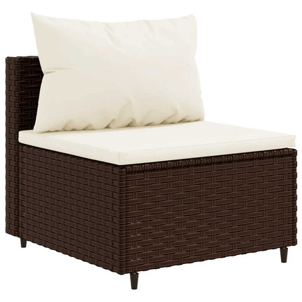 Set Divano da Giardino 3 pz con Cuscini Marrone in Polyrattan