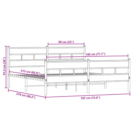 Giroletto senza Materaso in Metallo Rovere Fumo 183x213 cm