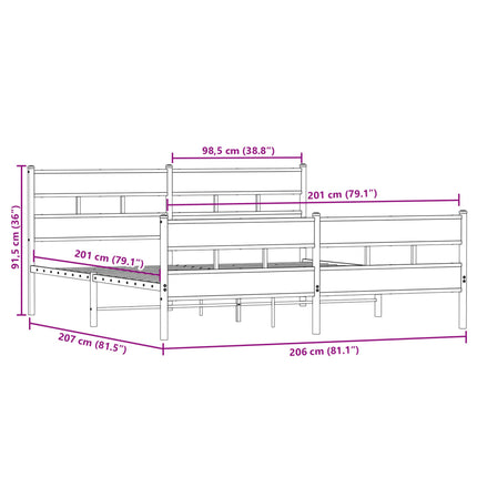 Giroletto senza Materaso in Metallo Rovere Fumo 200x200 cm