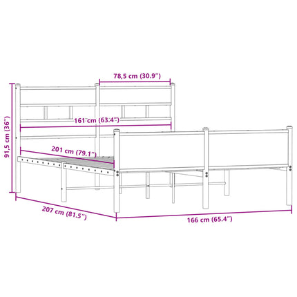 Giroletto senza Materaso in Metallo Rovere Fumo 160x200 cm