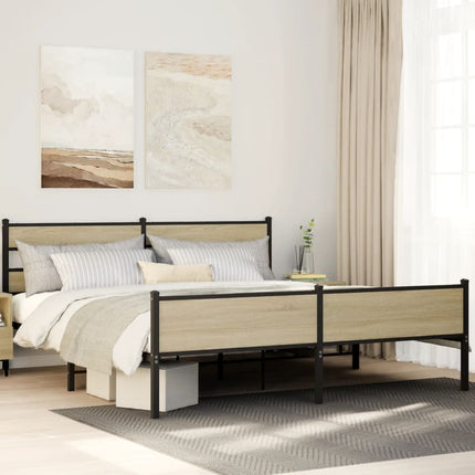 Giroletto senza Materaso in Metallo Rovere Sonoma 193x203 cm