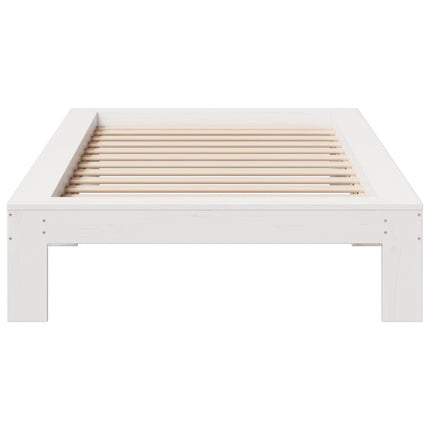 Letto senza Materasso Bianco 90x200 cm Legno Massello di Pino