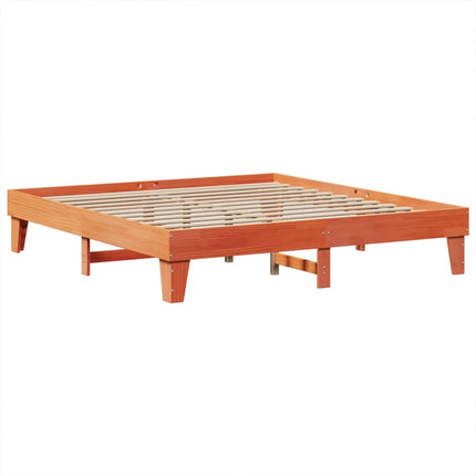 Letto senza Materasso Marrone Cera 200x200 cm in Legno di Pino