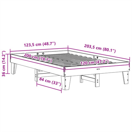 Letto senza Materasso Marrone Cera 120x200 cm in Legno di Pino