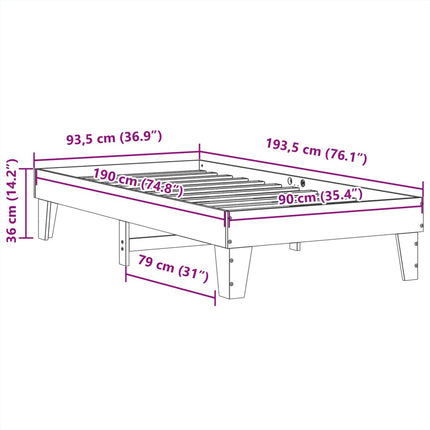 Letto senza Materasso Marrone Cera 90x190 cm in Legno di Pino